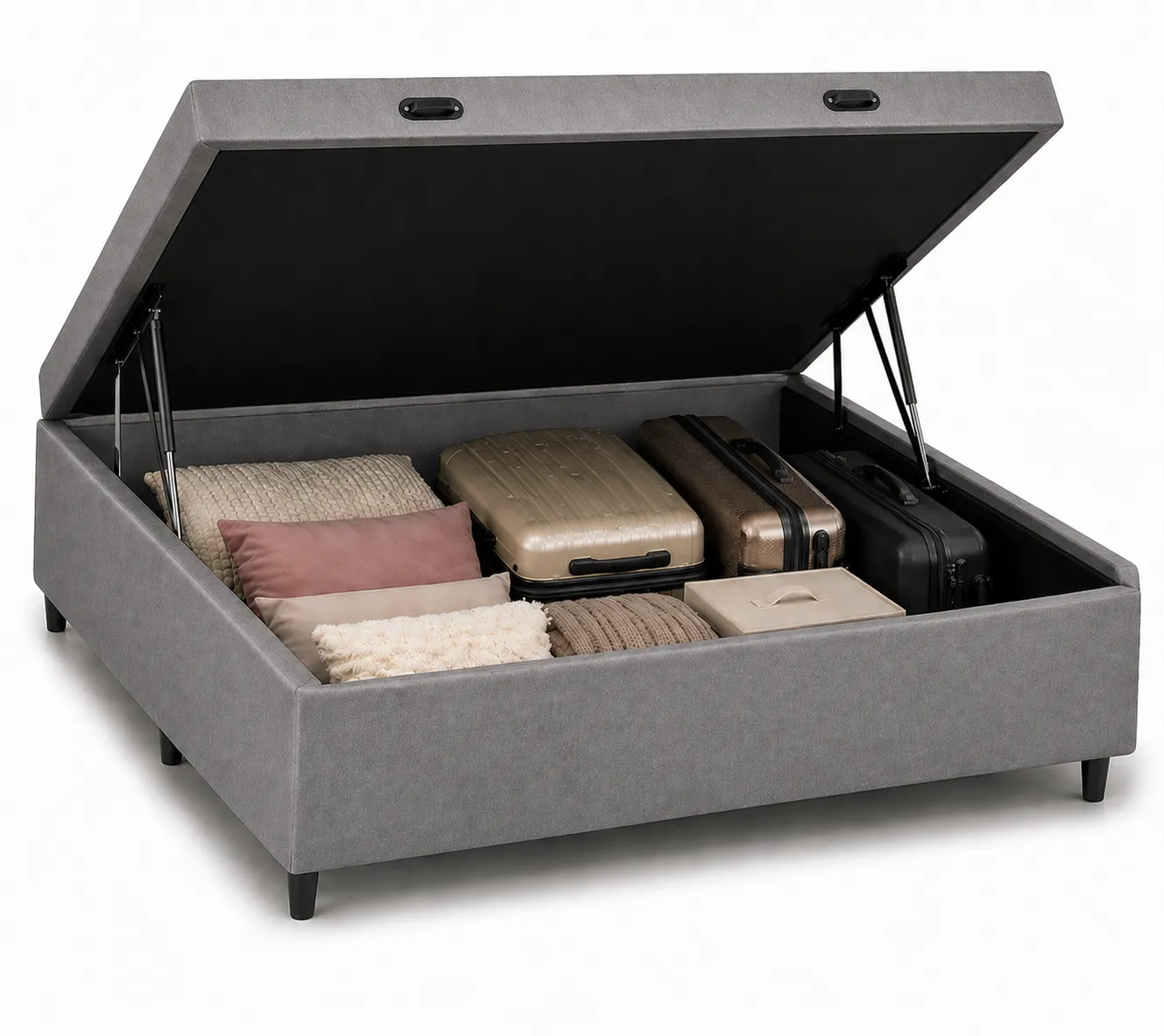 Cama Box Baú Viúva 128cm - Cinza