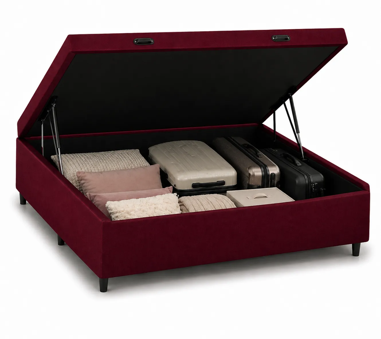 Cama Box Baú Casal 138cm - Vinho