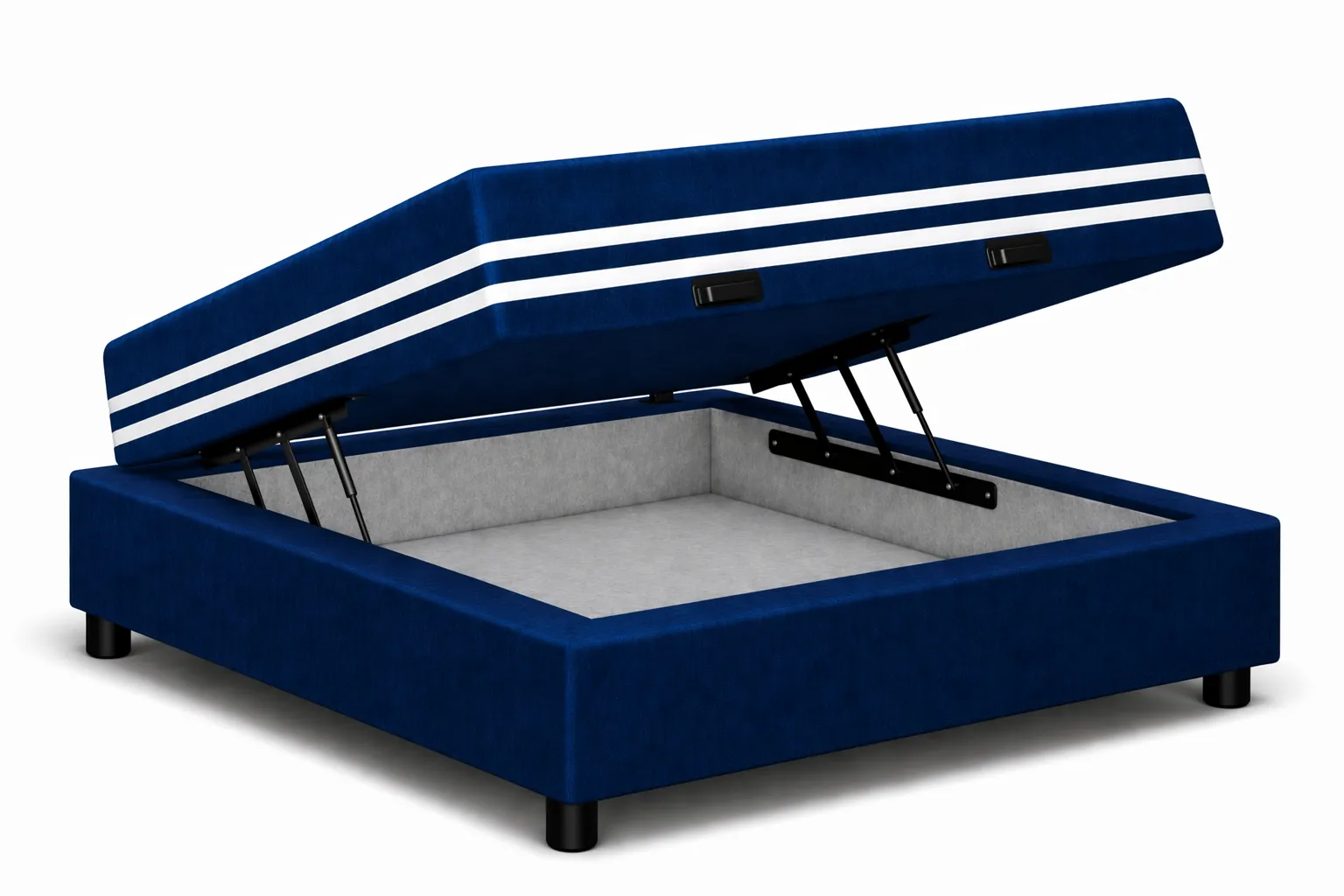 Kit Cama Box Baú + Colchão Mola Ensacada Solteirinho 0,78m - Azul