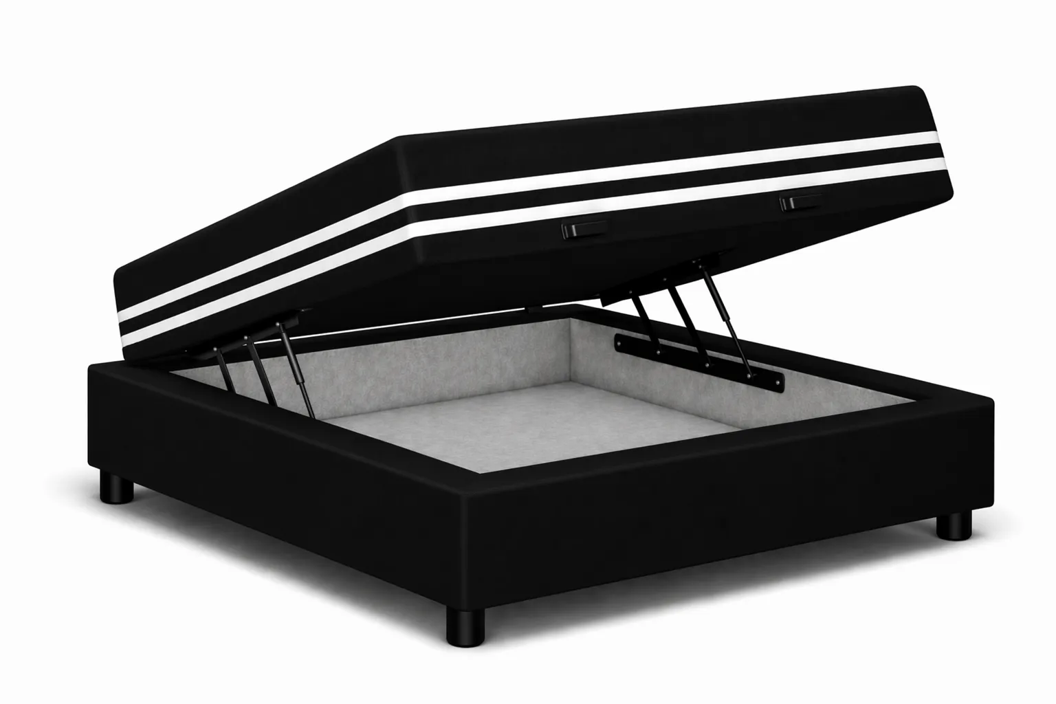 Kit Cama Box Baú + Colchão Mola Ensacada Solteirinho 0,78m - Preto