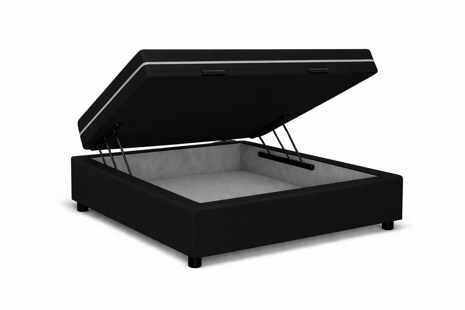 Kit Cama Box Baú + Colchão Mola Bonnel Solteiro 0,88m - Preto