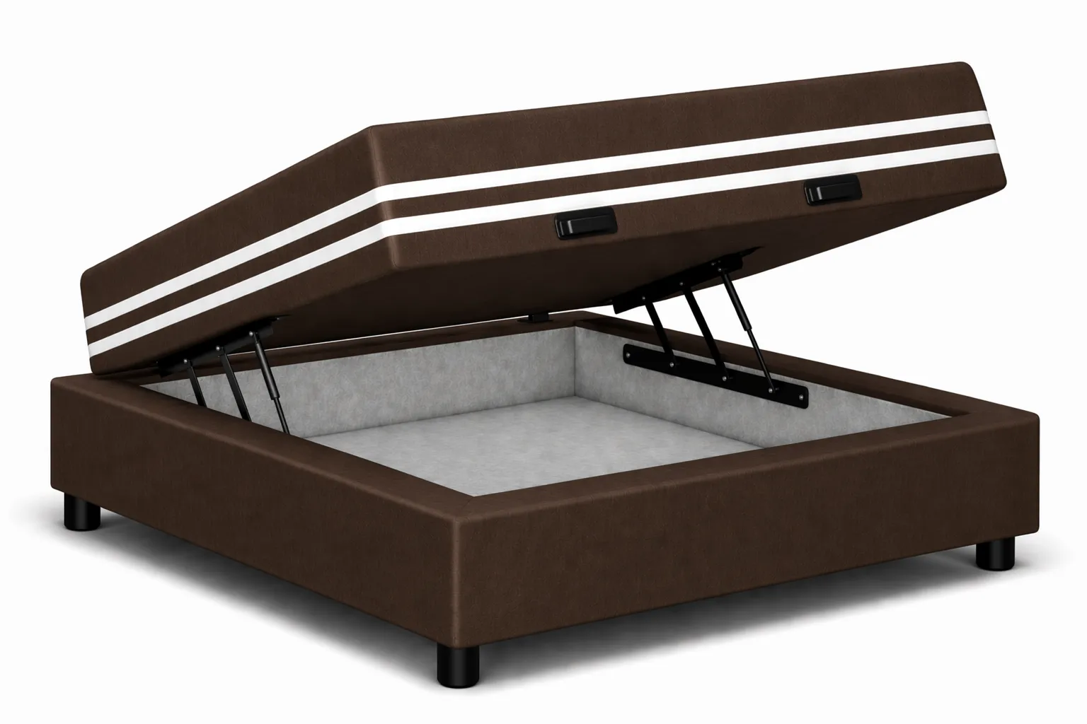 Kit Cama Box + Colchão Mola Ensacada Solteiro 0,88m - Marrom