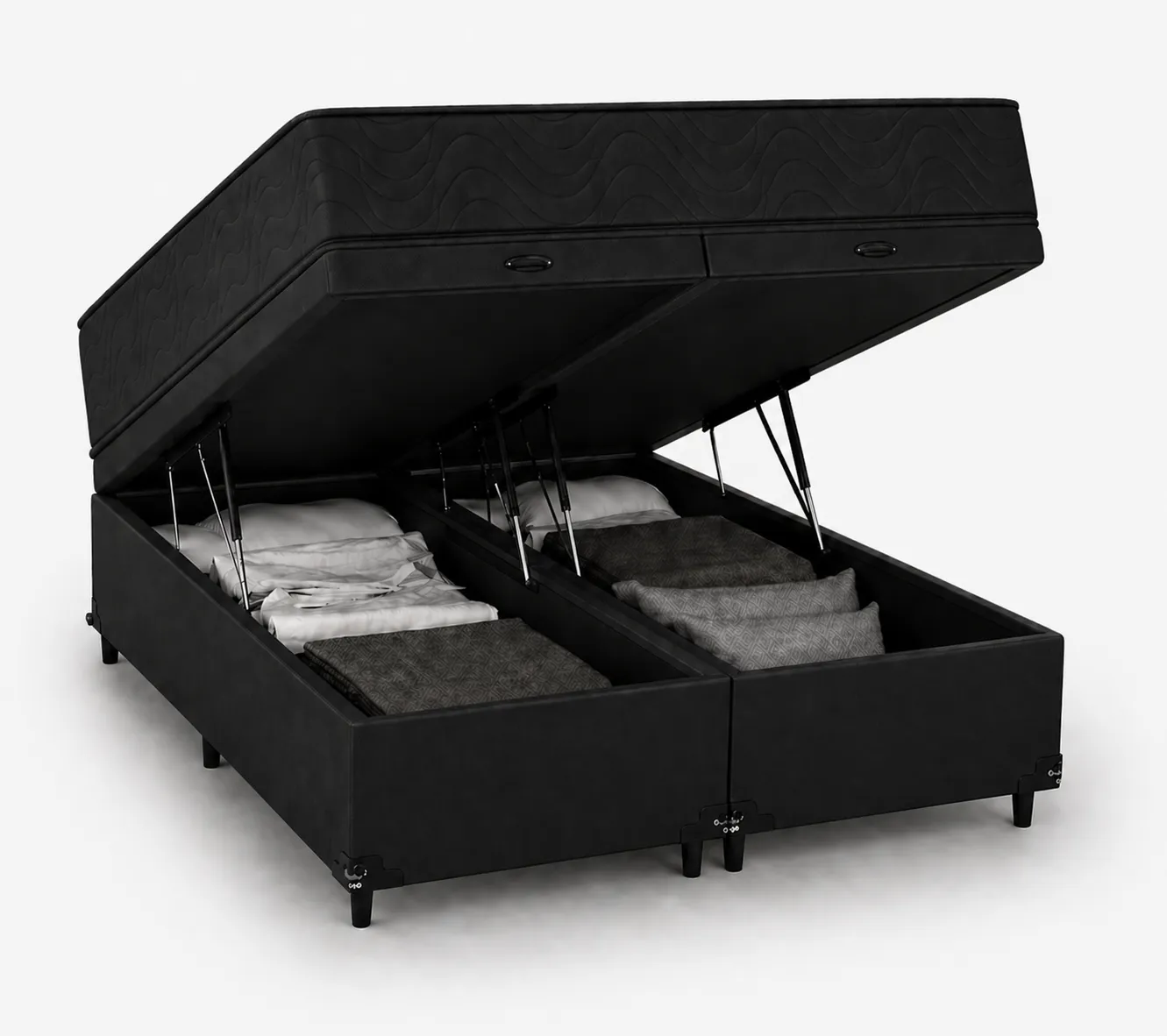 Kit Cama Box Baú + Colchão D33 Solteirão 0,96m - Preto