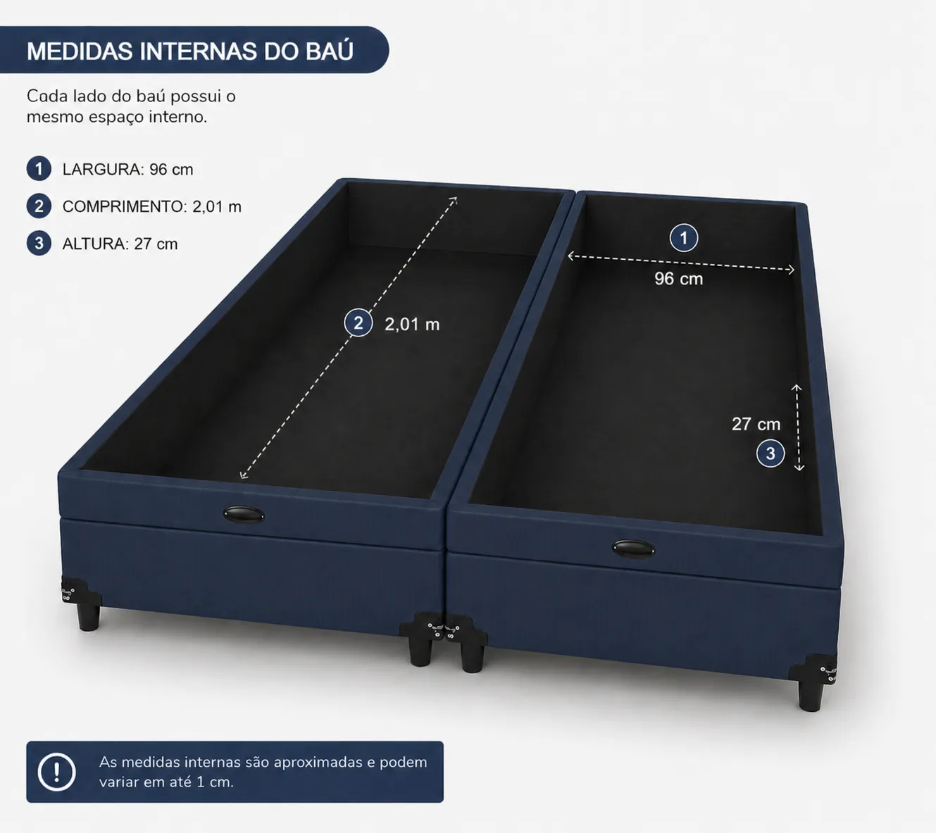 Kit Cama Box Baú + Colchão D45 Solteirão 0,96m - Azul foto 3