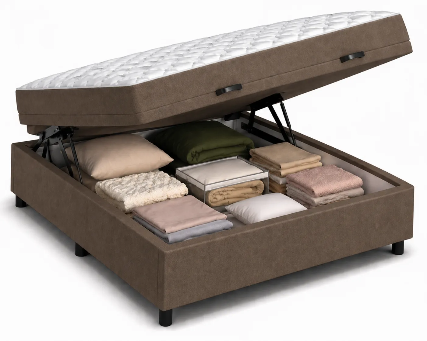 Kit Cama Box + Colchão D33 Viúva 1,28m - Marrom