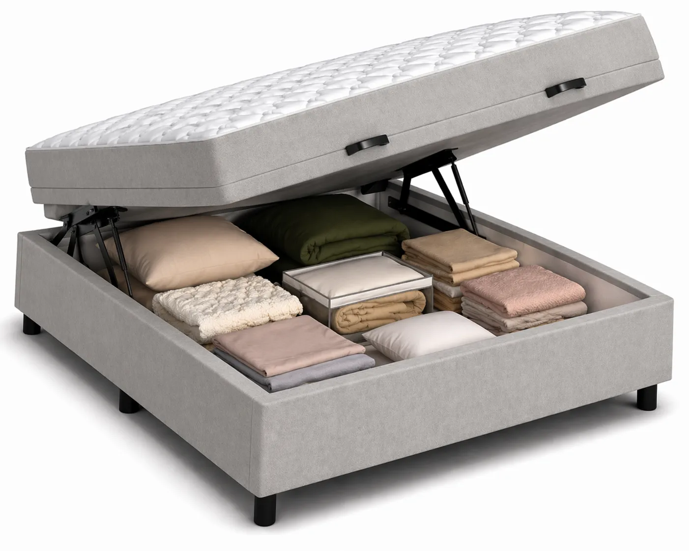 Kit Cama Box + Colchão D45 Viúva 1,28m - Cinza