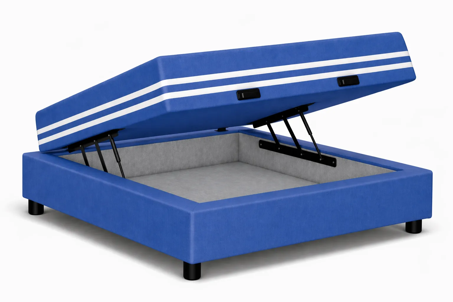 Kit Cama Box Baú + Colchão Mola Ensacada Viúva 1,28m - Azul