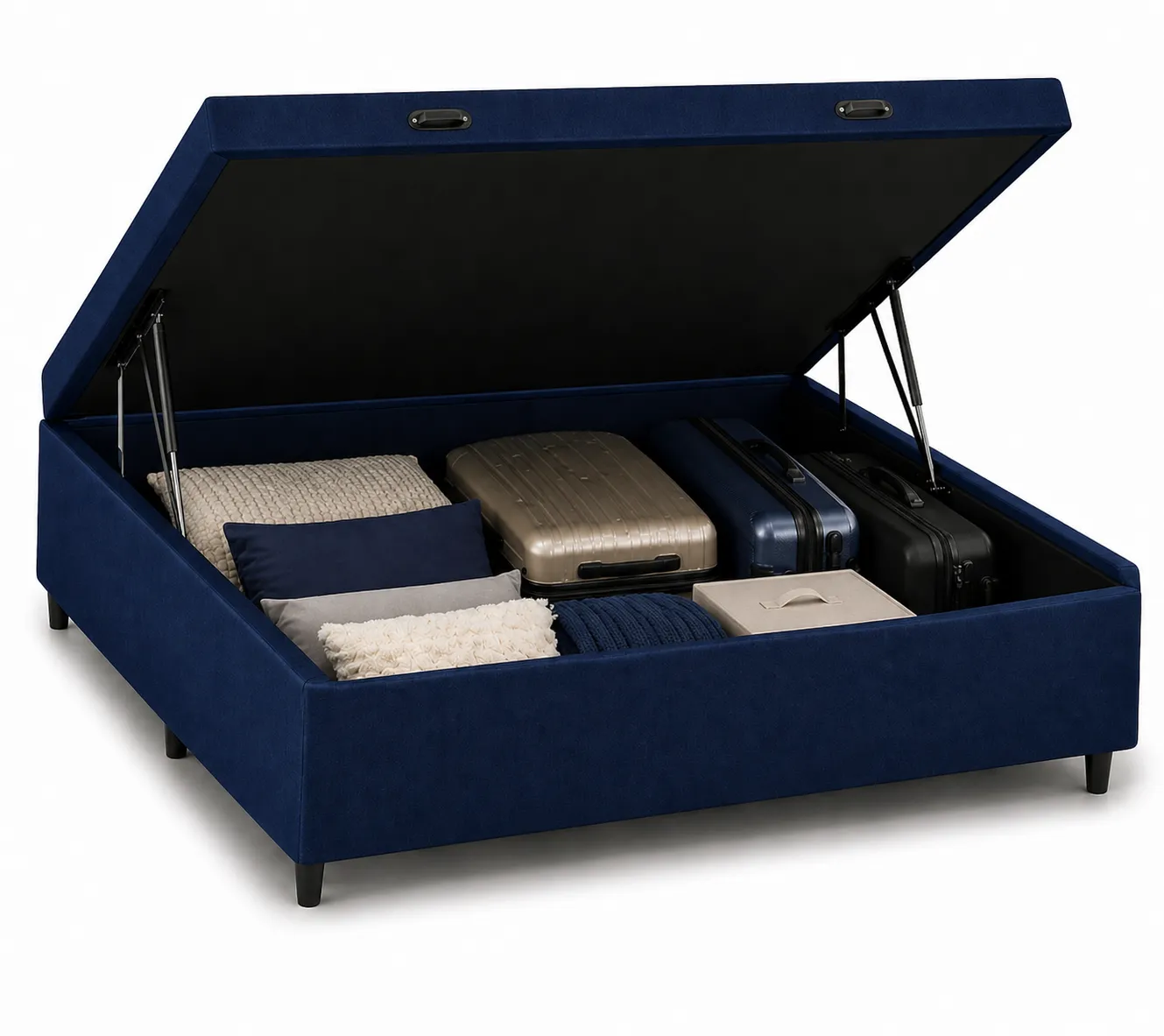 Kit Cama Box Baú + Colchão D33 Casal 1,38m - Azul