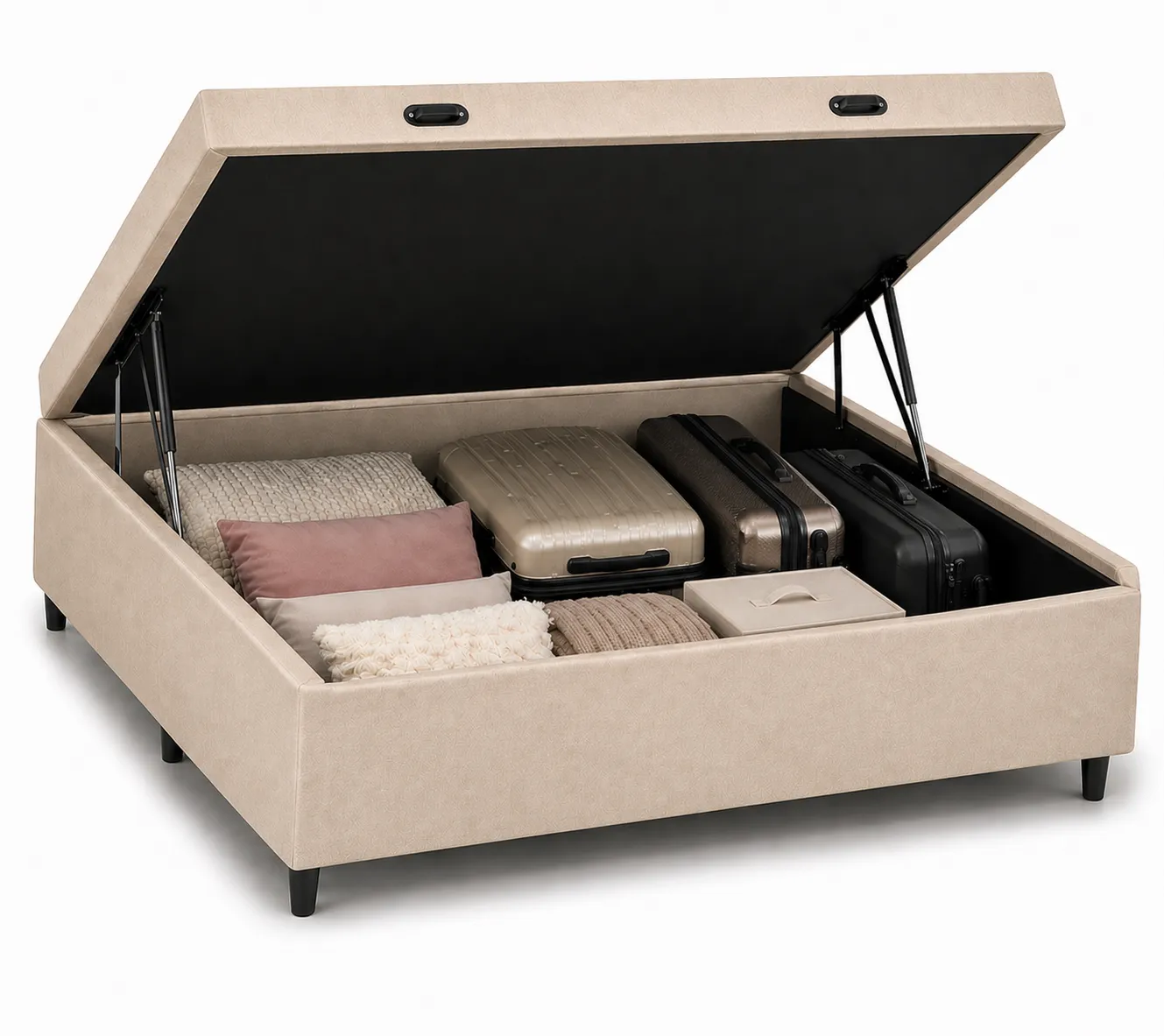 Kit Cama Box Baú + Colchão D33 Casal 1,38m - Bege