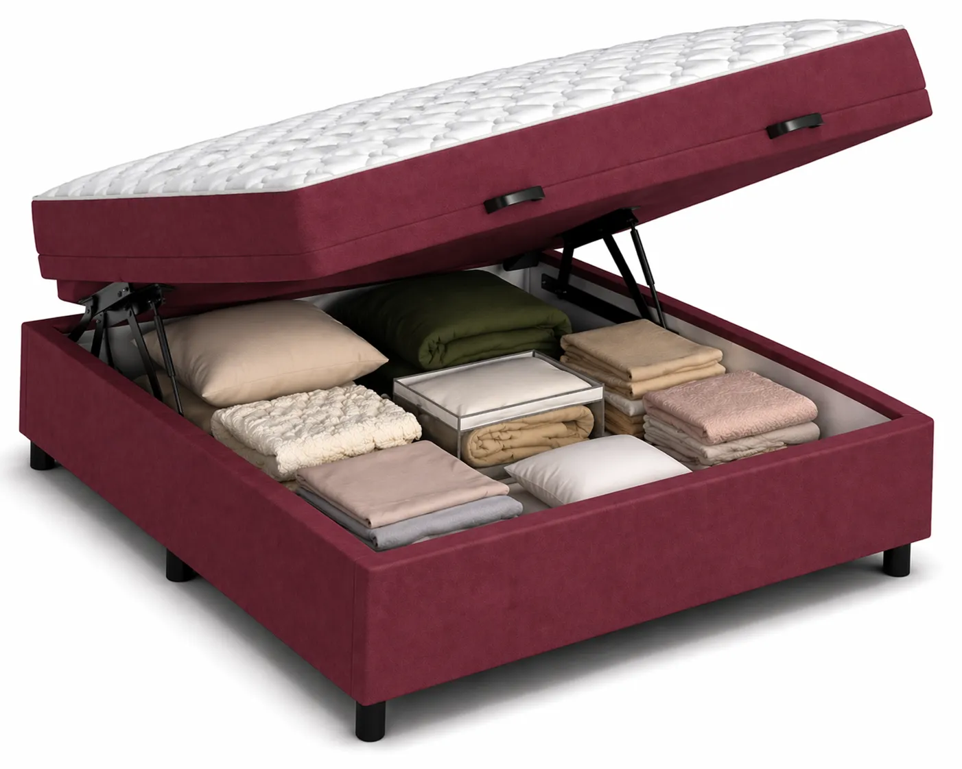 Kit Cama Box Baú + Colchão D33 Casal 1,38m - Vinho