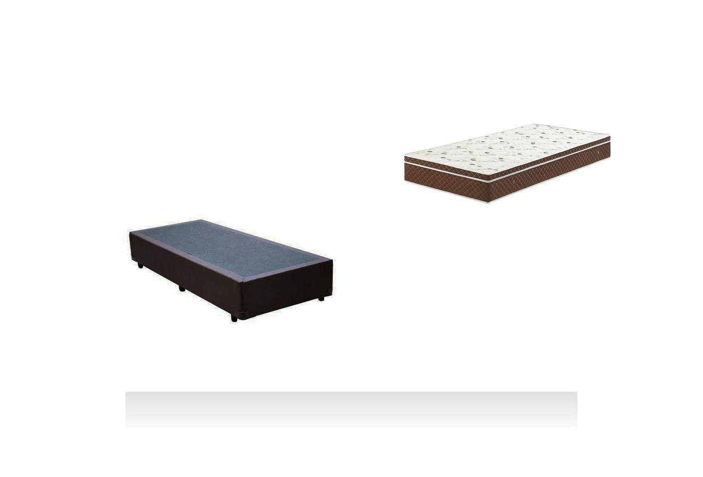 Kit Cama Box + Colchão Mola Bonnel Solteiro 0,88m - Marrom
