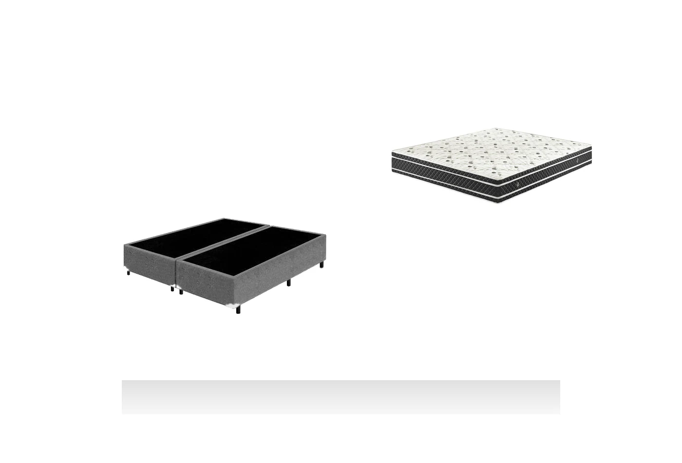 Kit Cama Box + Colchão Mola Ensacada Casal 1,38m - Cinza