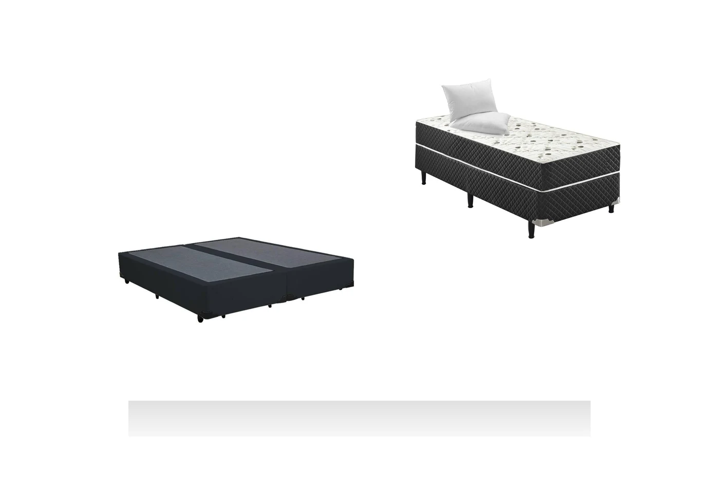 Kit Cama Box + Colchão Mola Ensacada Solteirinho 0,78m - Preto