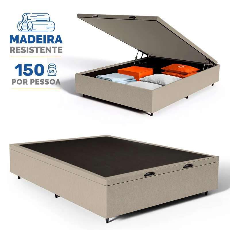 Kit Cama Box + Colchão Mola Bonnel King 1,98m - Azul