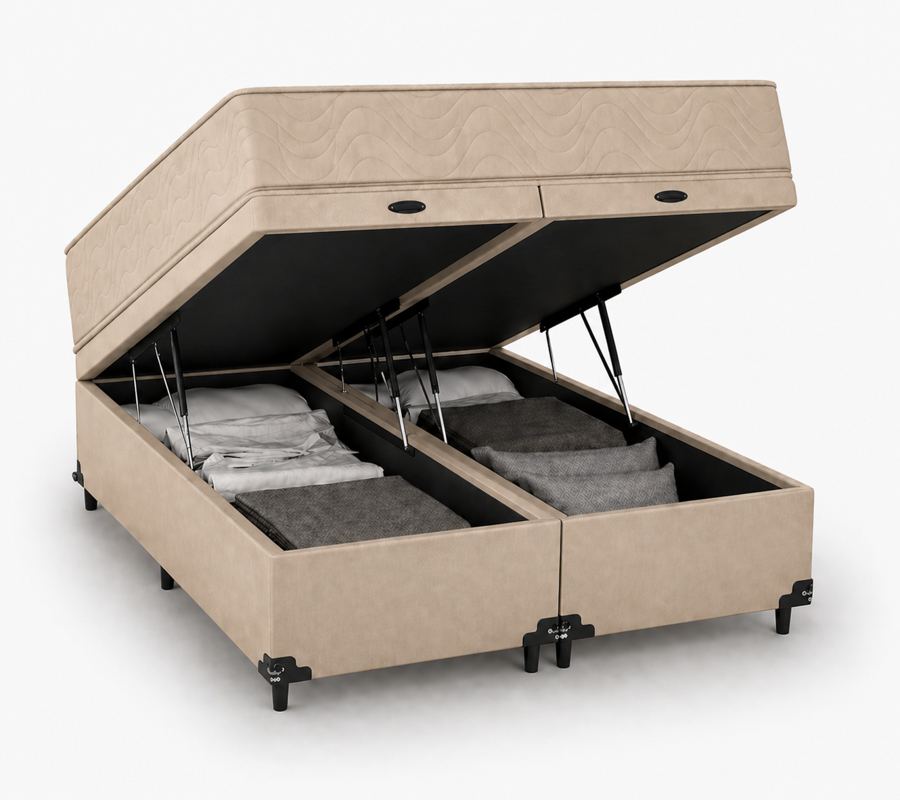 Kit Cama Box Baú + Colchão D33 Queen 1,58m - Bege