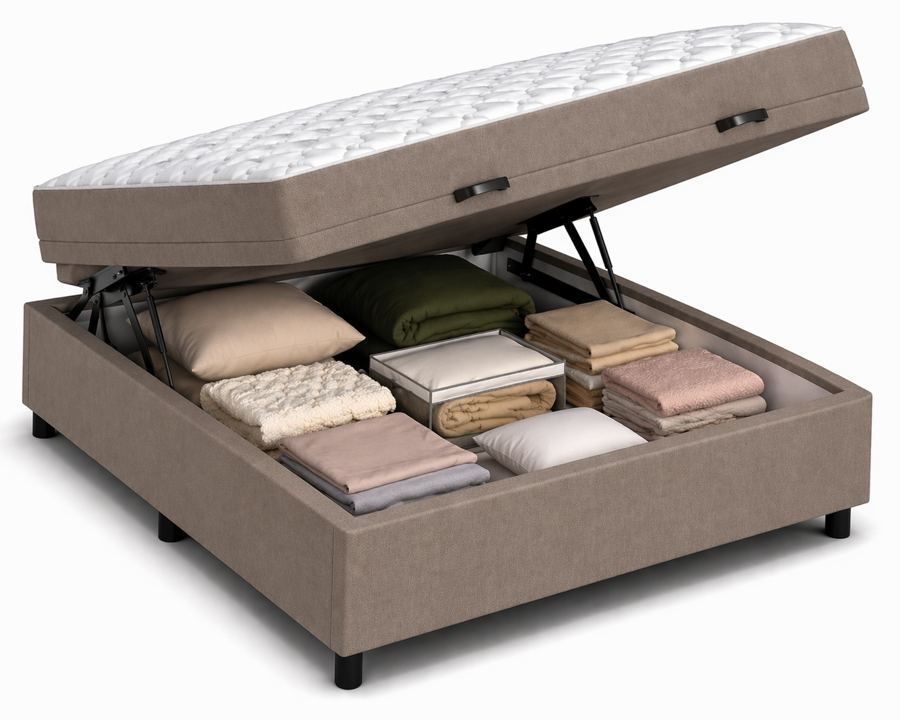 Kit Cama Box Baú + Colchão D45 King 1,98m - Marrom