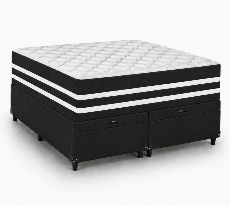 Kit Cama Box Baú + Colchão Mola Ensacada King 1,98m - Preto foto 2