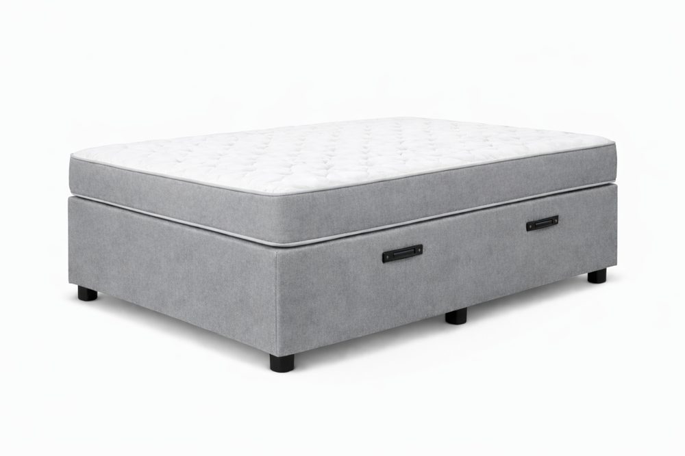 Kit Cama Box Baú + Colchão D33 Solteiro 0,88m - Cinza